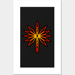 Abstract Pointy Edgy Sharp Red Fire Dragon Design Posters and Art